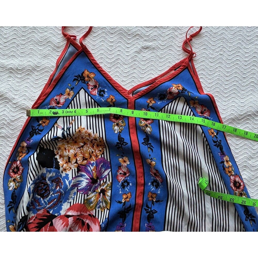 Flying Tomato Handkerchief Hem Slip Dress White Red and Blue Floral Boho Size M - Picture 5 of 10